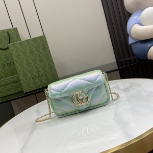 Gucci marmont super mini light green iridescent 16.5x10cm Bags
