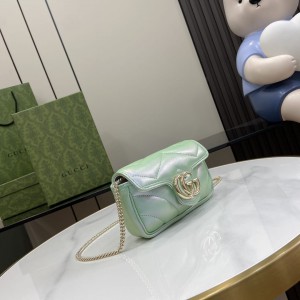 Gucci marmont super mini light green iridescent 16.5x10cm Bags