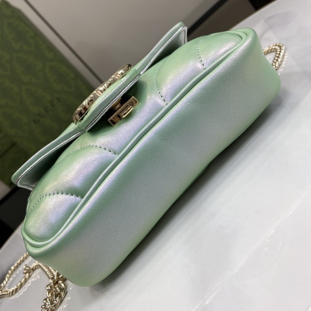 Gucci marmont super mini light green iridescent 16.5x10cm Bags