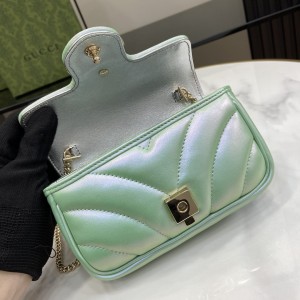 Gucci marmont super mini light green iridescent 16.5x10cm Bags