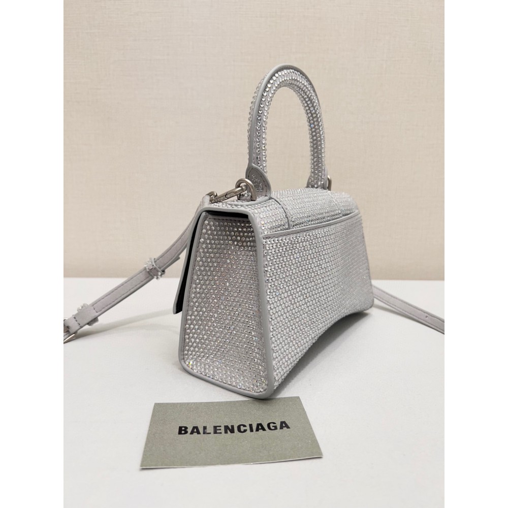 Balenciaga hourglass 19x13x18cm crystals silver grey Bags