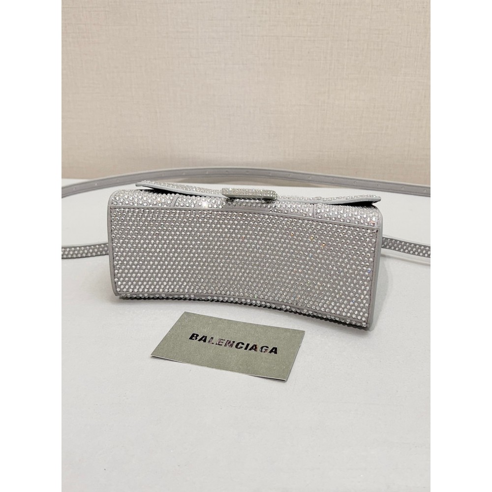 Balenciaga hourglass 19x13x18cm crystals silver grey Bags