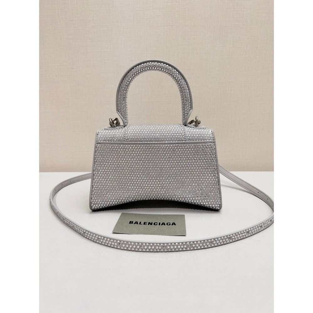 Balenciaga hourglass 19x13x18cm crystals silver grey Bags