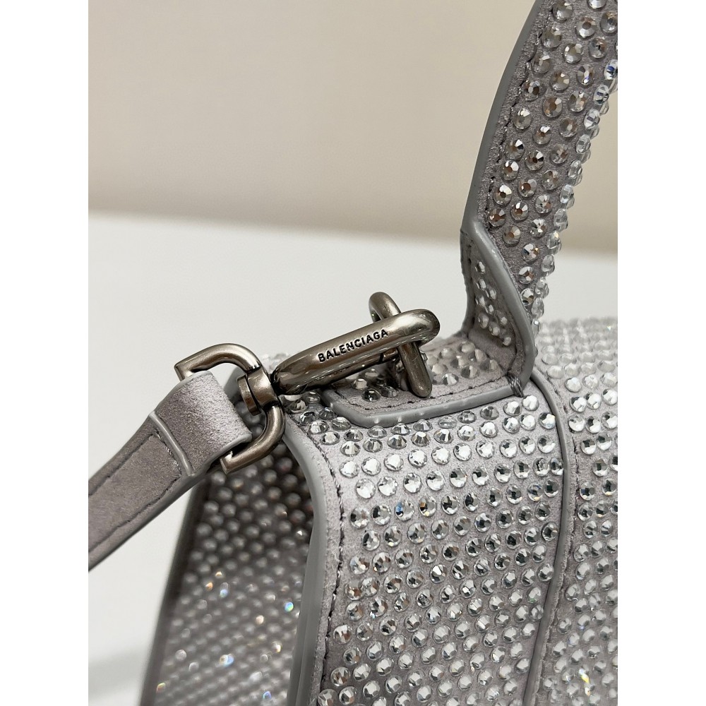 Balenciaga hourglass 19x13x18cm crystals silver grey Bags