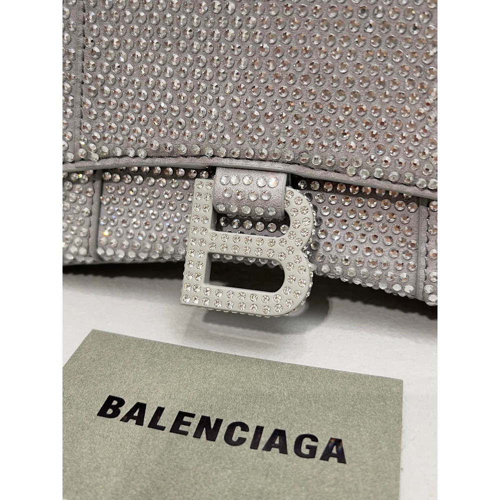 Balenciaga hourglass 19x13x18cm crystals silver grey Bags