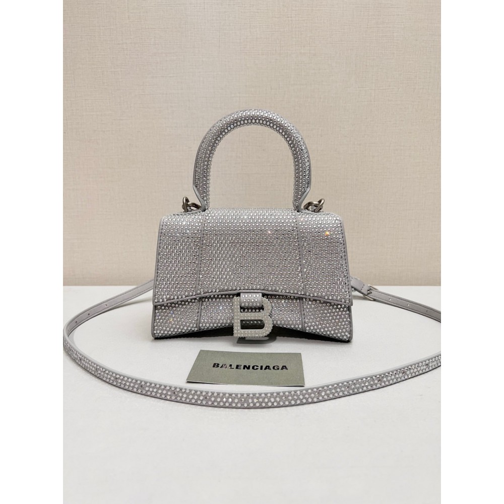 Balenciaga hourglass 19x13x18cm crystals silver grey Bags