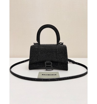Balenciaga hourglass 19x13x18cm crystals black