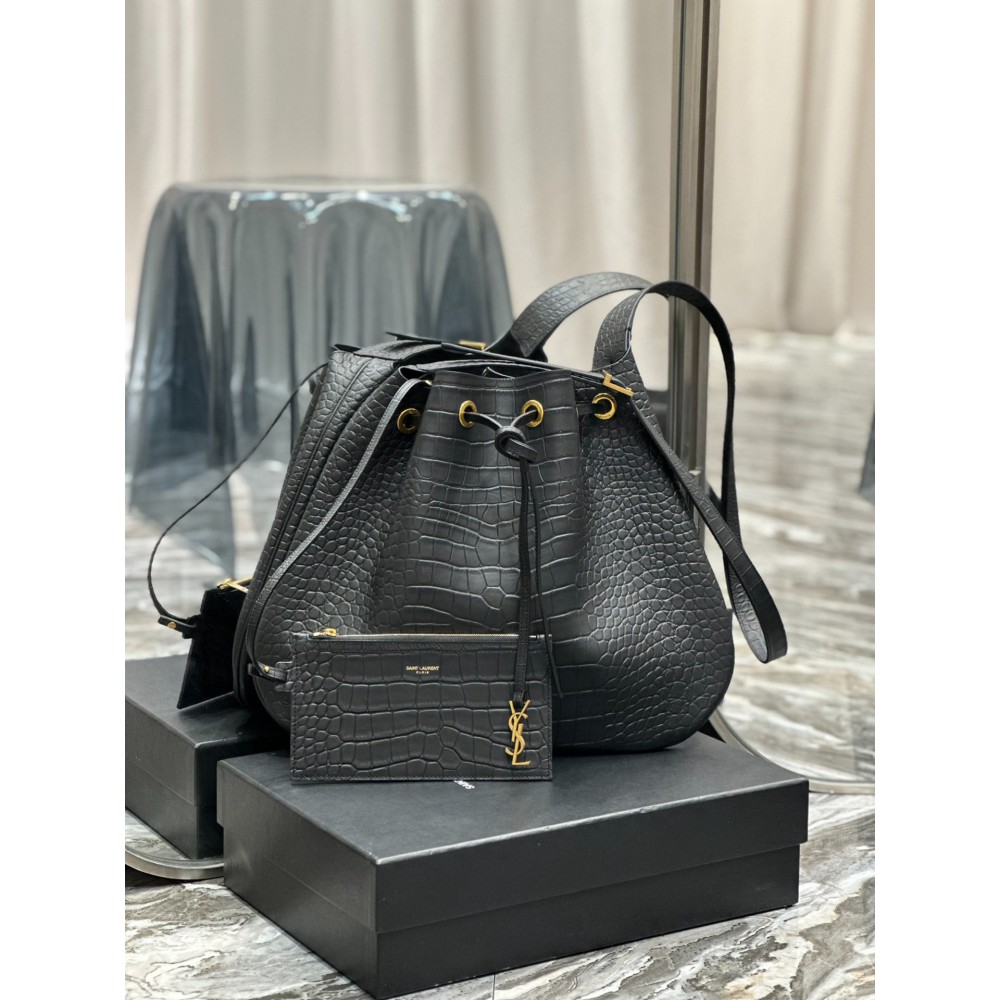 Ysl PARIS VII LARGE FLAT HOBO BAG IN CROCO LEATHER 44 X 33 X 2 CM Bags