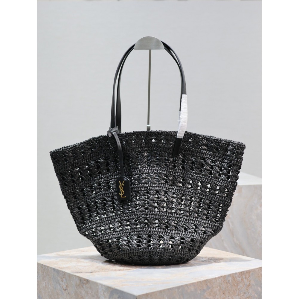 Ysl raffia tote bag black 55×31×28cm Bags