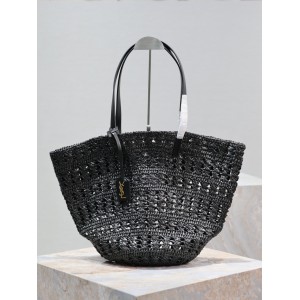 Ysl raffia tote bag black 55×31×28cm Bags