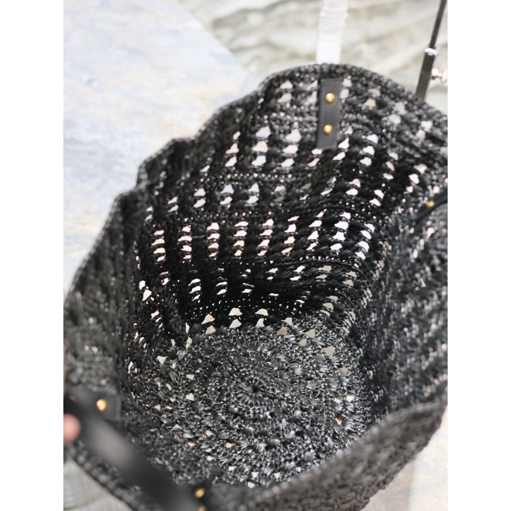 Ysl raffia tote bag black 55×31×28cm Bags