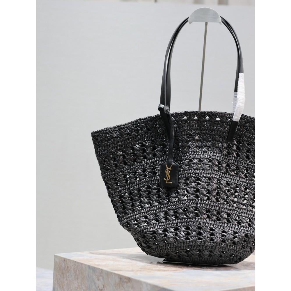 Ysl raffia tote bag black 55×31×28cm Bags