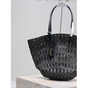Ysl raffia tote bag black 55×31×28cm Bags