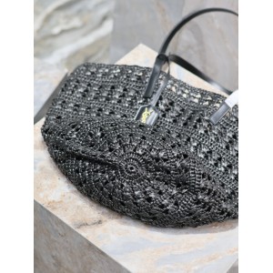 Ysl raffia tote bag black 55×31×28cm Bags