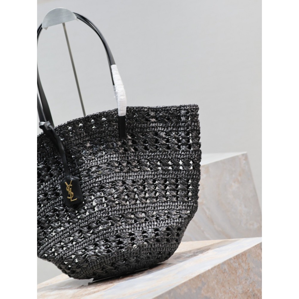 Ysl raffia tote bag black 55×31×28cm Bags