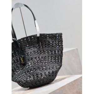 Ysl raffia tote bag black 55×31×28cm Bags