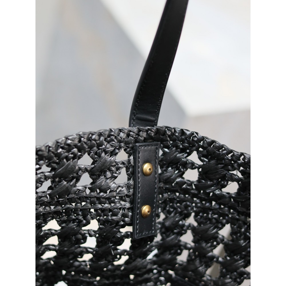 Ysl raffia tote bag black 55×31×28cm Bags