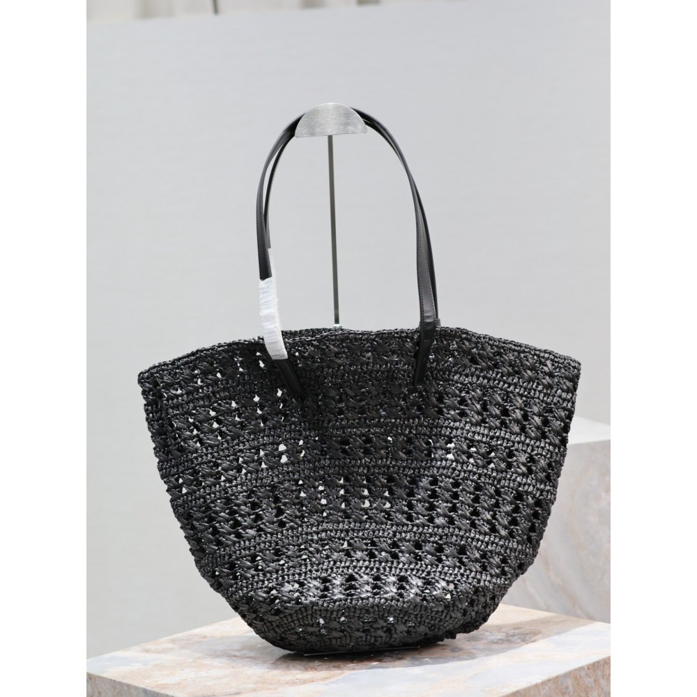 Ysl raffia tote bag black 55×31×28cm Bags