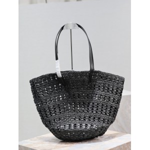 Ysl raffia tote bag black 55×31×28cm Bags