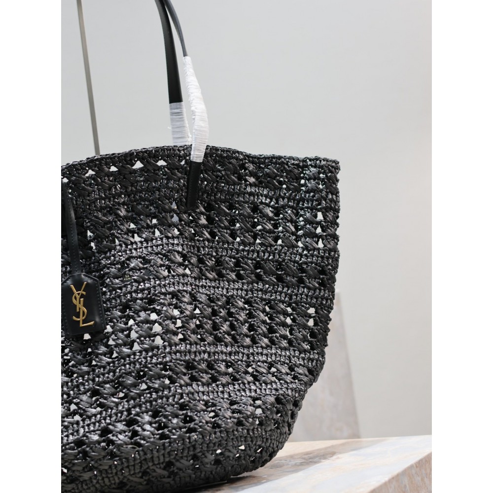 Ysl raffia tote bag black 55×31×28cm Bags