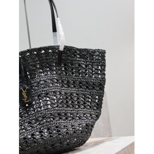 Ysl raffia tote bag black 55×31×28cm Bags