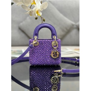 Dior S0856 MICRO LADY BAG Limited edition handmade 12 x 10.2 x 5 purple Bags