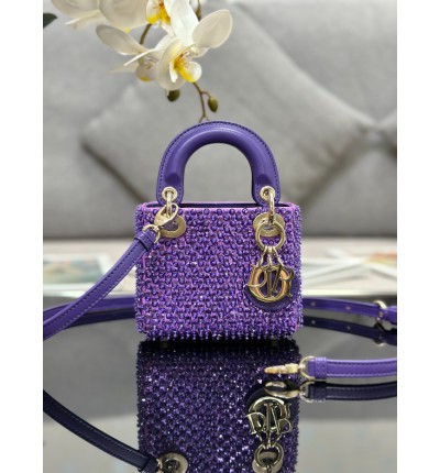 Dior S0856 MICRO LADY BAG Limited edition handmade 12 x 10.2 x 5 purple