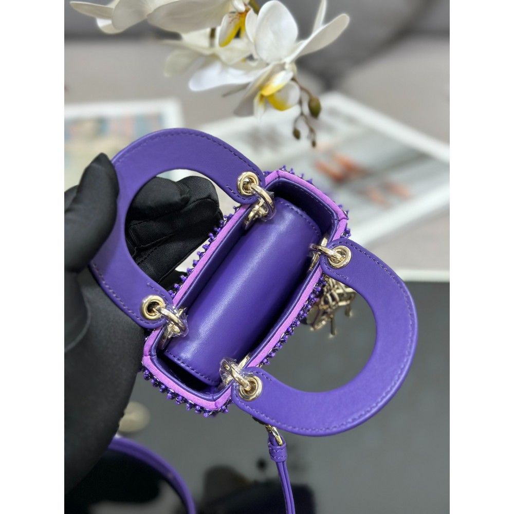 Dior S0856 MICRO LADY BAG Limited edition handmade 12 x 10.2 x 5 purple Bags
