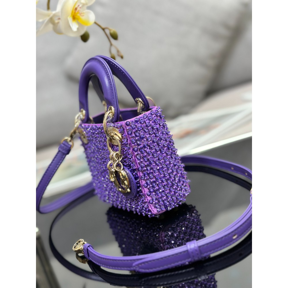 Dior S0856 MICRO LADY BAG Limited edition handmade 12 x 10.2 x 5 purple Bags