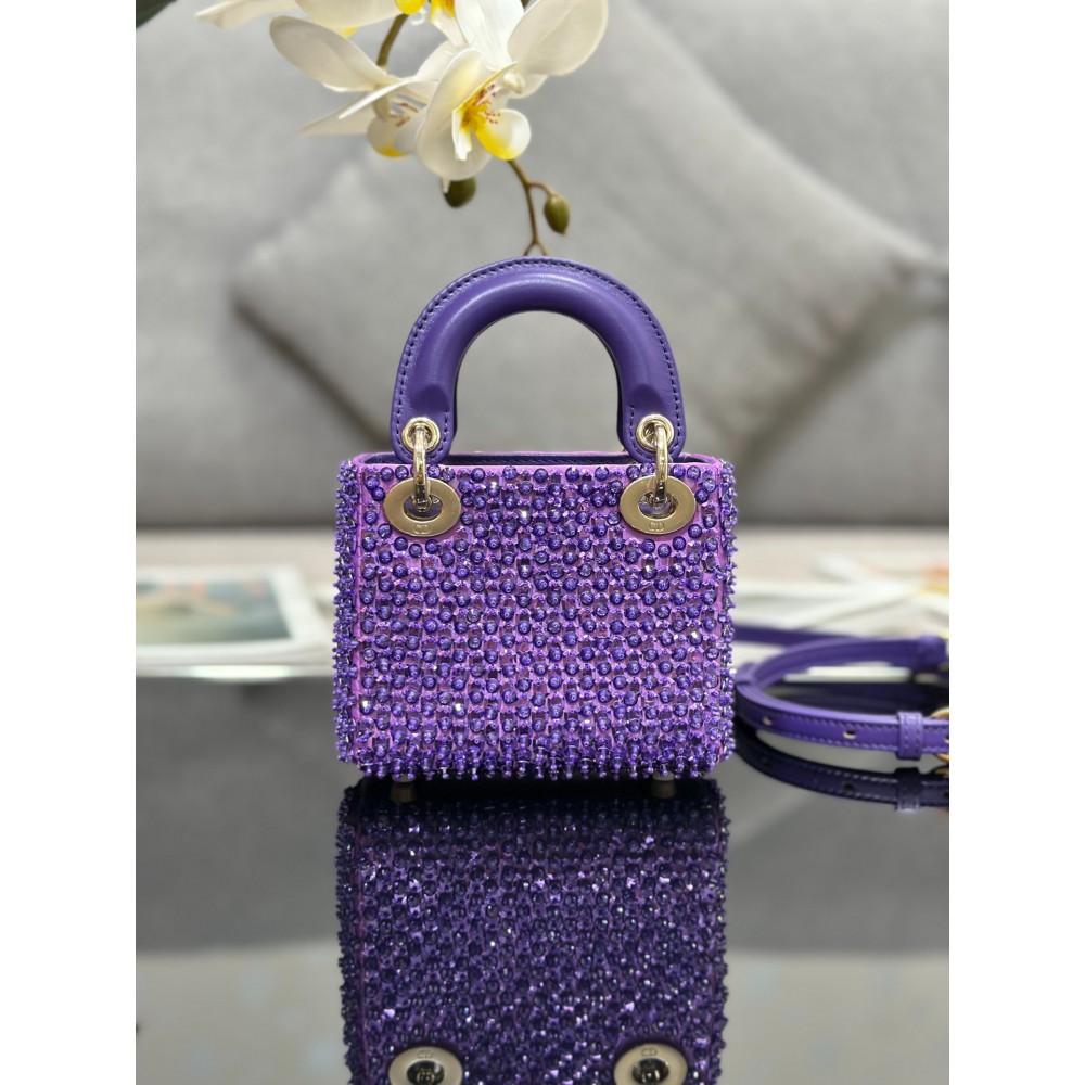 Dior S0856 MICRO LADY BAG Limited edition handmade 12 x 10.2 x 5 purple Bags