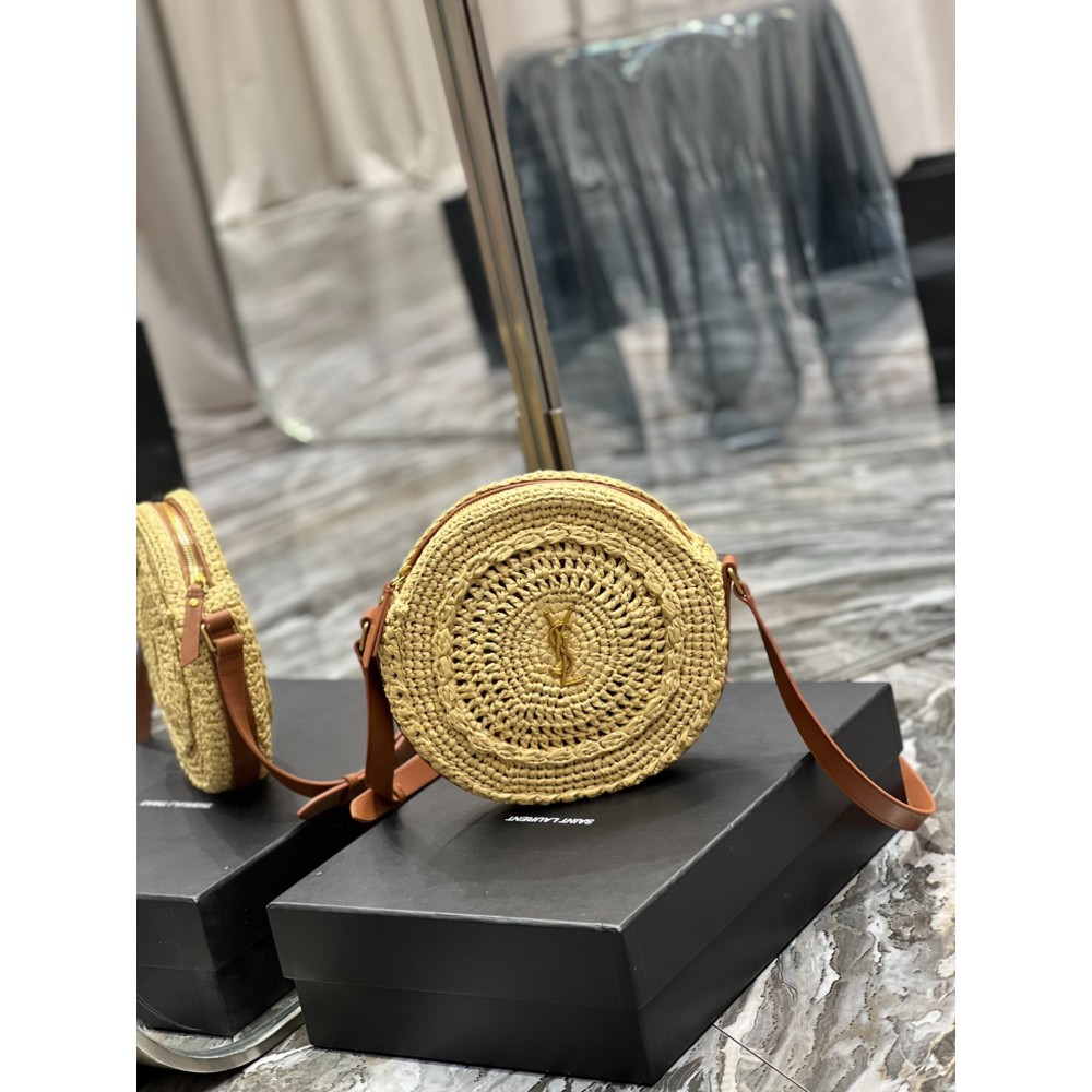 YSL 685601 Saint Laurent Sac Round Raffia Bag 21×21×4cm Bags