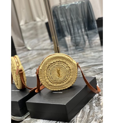 YSL 685601 Saint Laurent Sac Round Raffia Bag 21×21×4cm