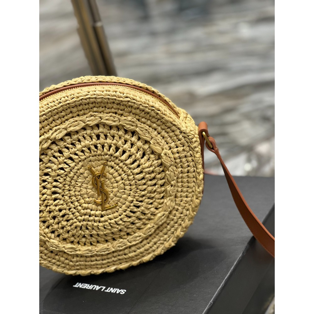 YSL 685601 Saint Laurent Sac Round Raffia Bag 21×21×4cm Bags