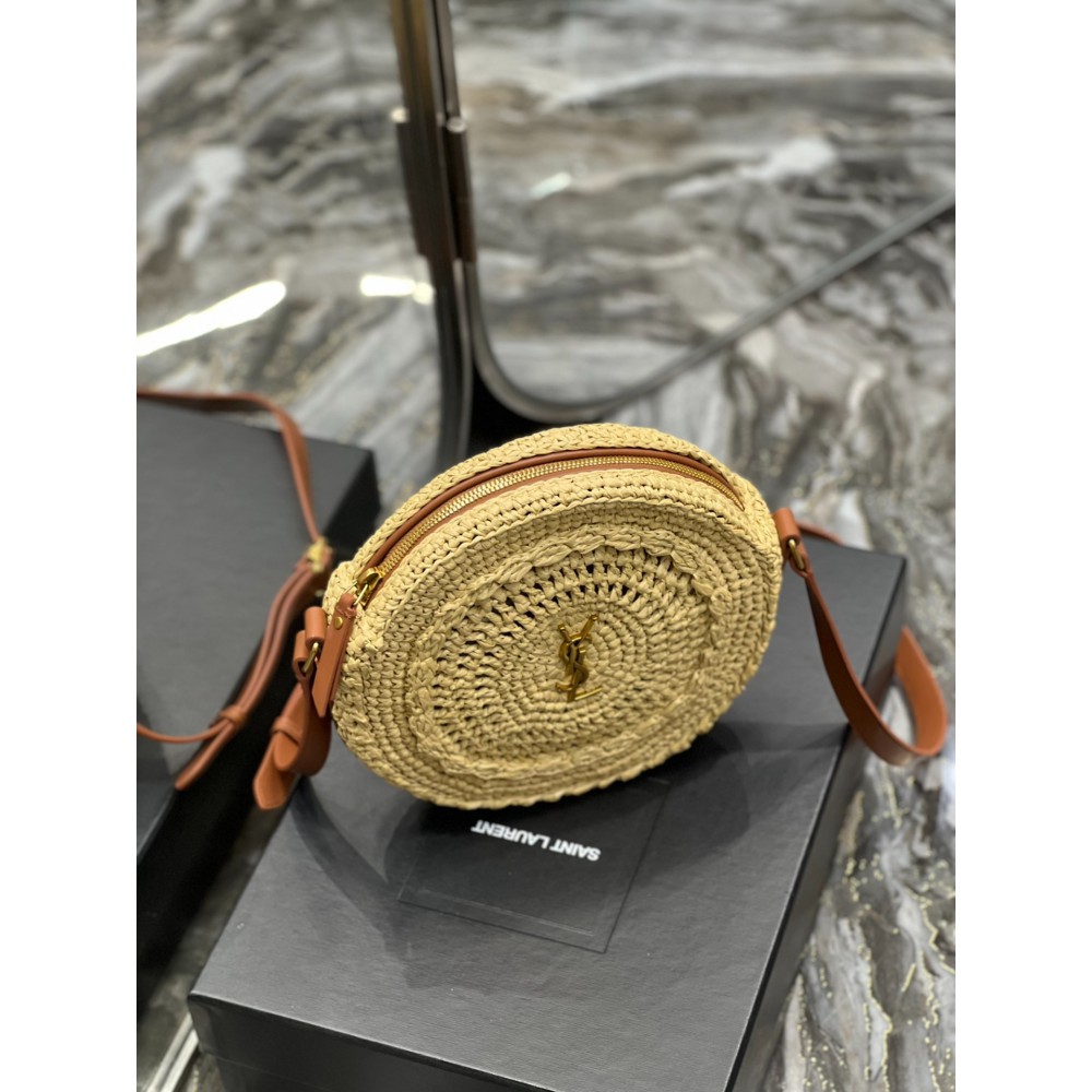 YSL 685601 Saint Laurent Sac Round Raffia Bag 21×21×4cm Bags