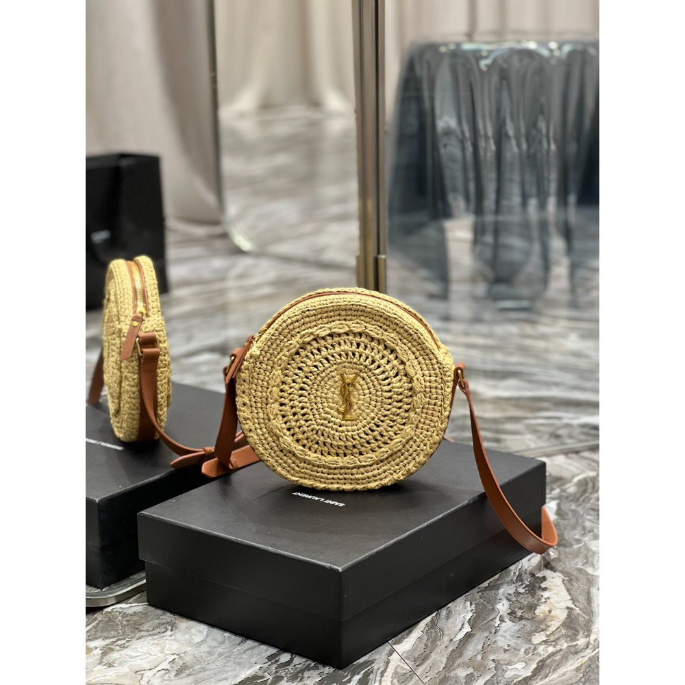 YSL 685601 Saint Laurent Sac Round Raffia Bag 21×21×4cm Bags
