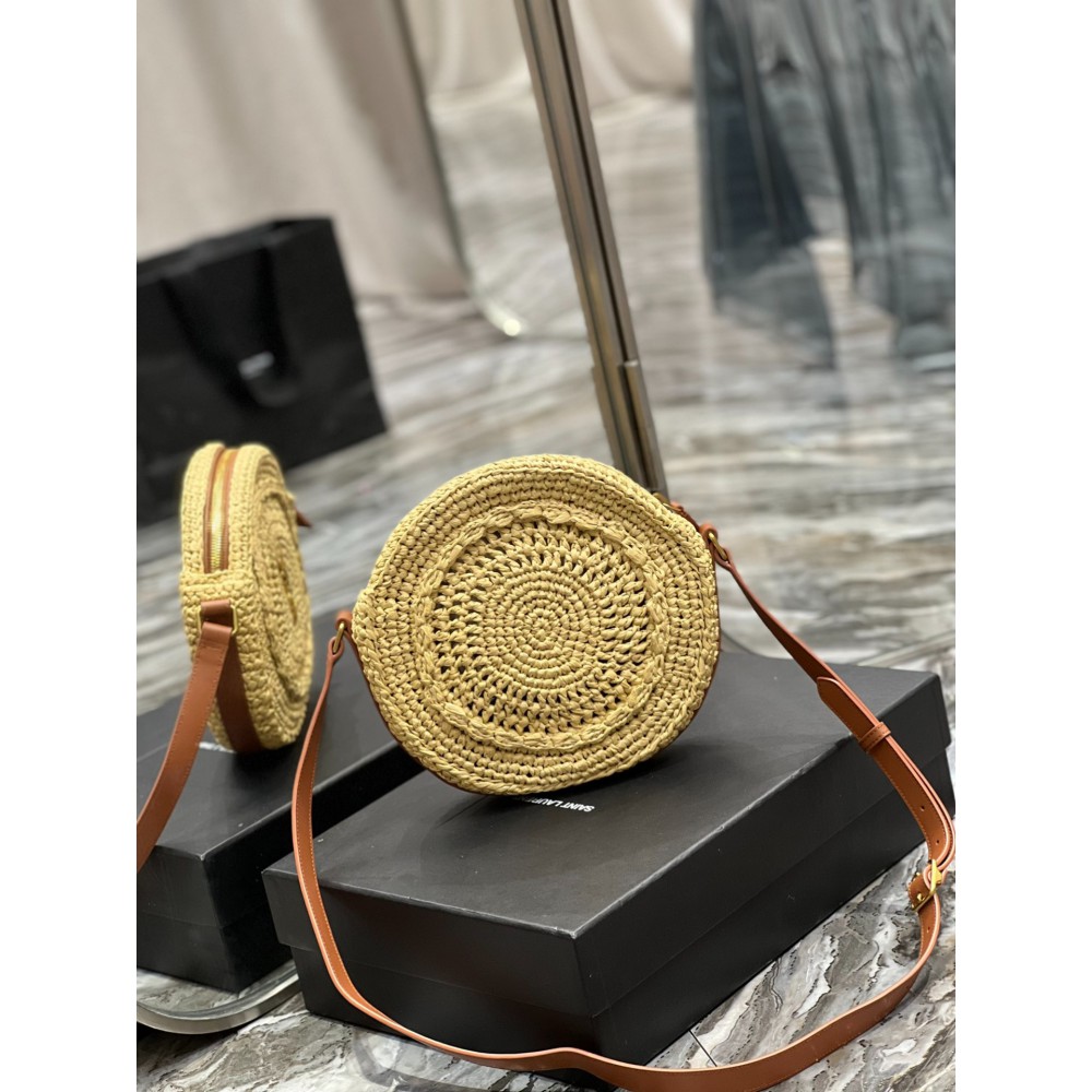 YSL 685601 Saint Laurent Sac Round Raffia Bag 21×21×4cm Bags