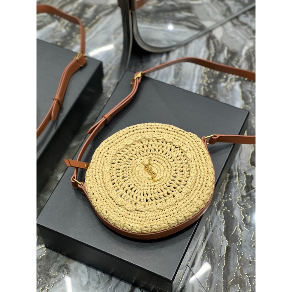 YSL 685601 Saint Laurent Sac Round Raffia Bag 21×21×4cm Bags
