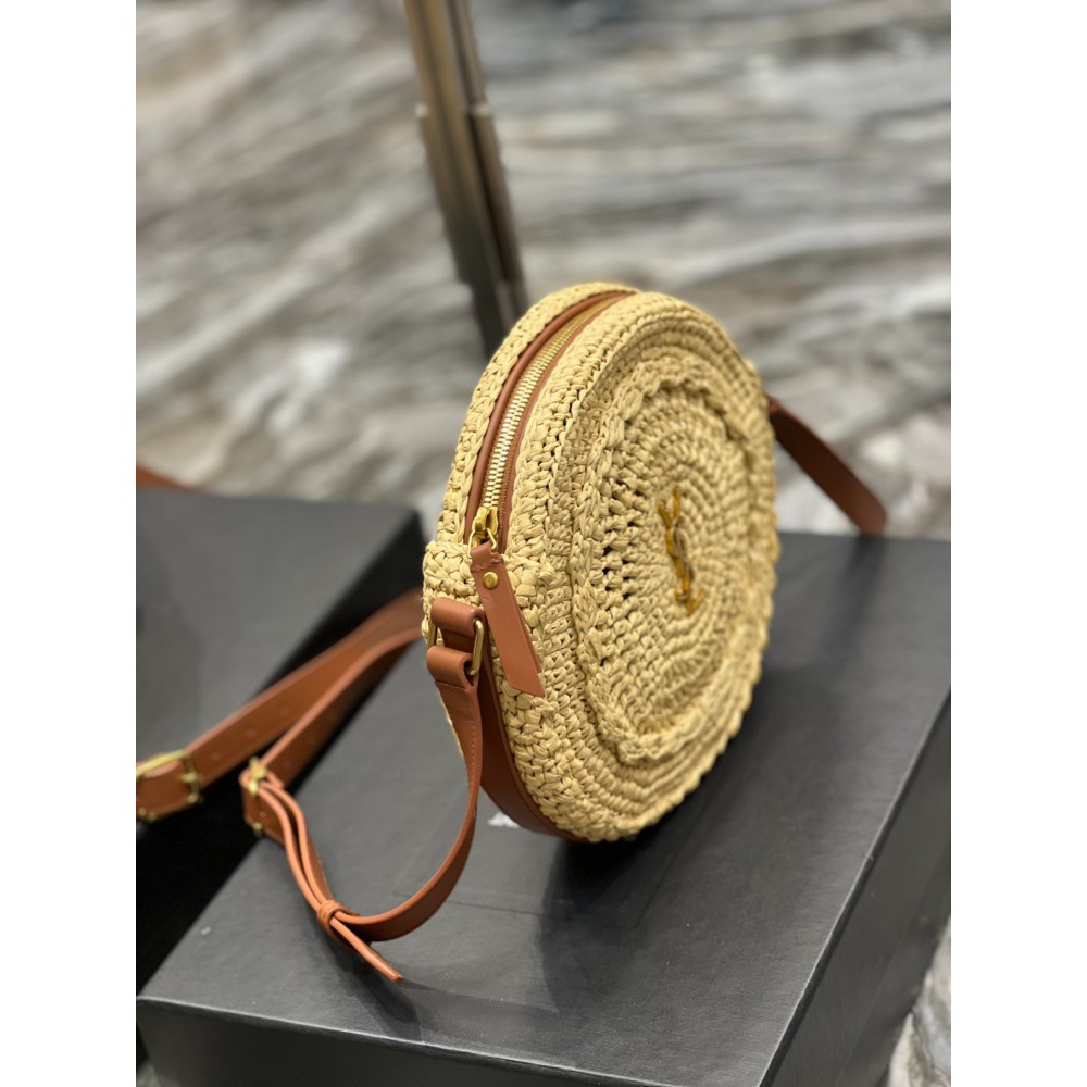 YSL 685601 Saint Laurent Sac Round Raffia Bag 21×21×4cm Bags
