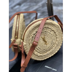 YSL 685601 Saint Laurent Sac Round Raffia Bag 21×21×4cm Bags