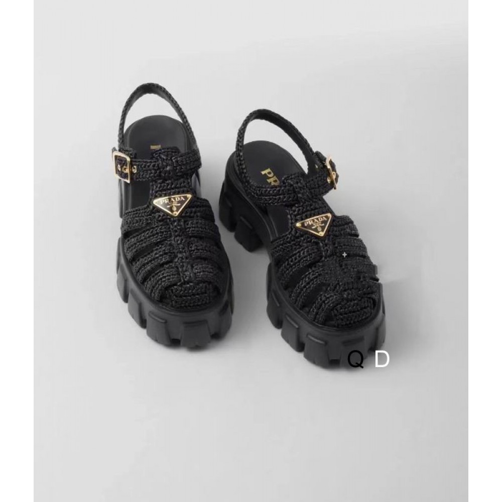Prada raffia sandals 36-42 black Shoes