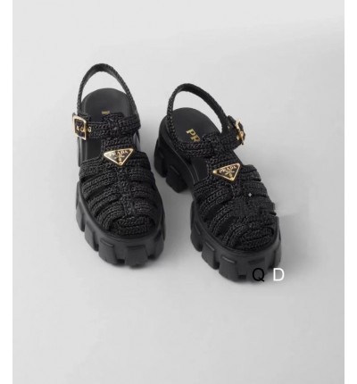 Prada raffia sandals 36-42 black