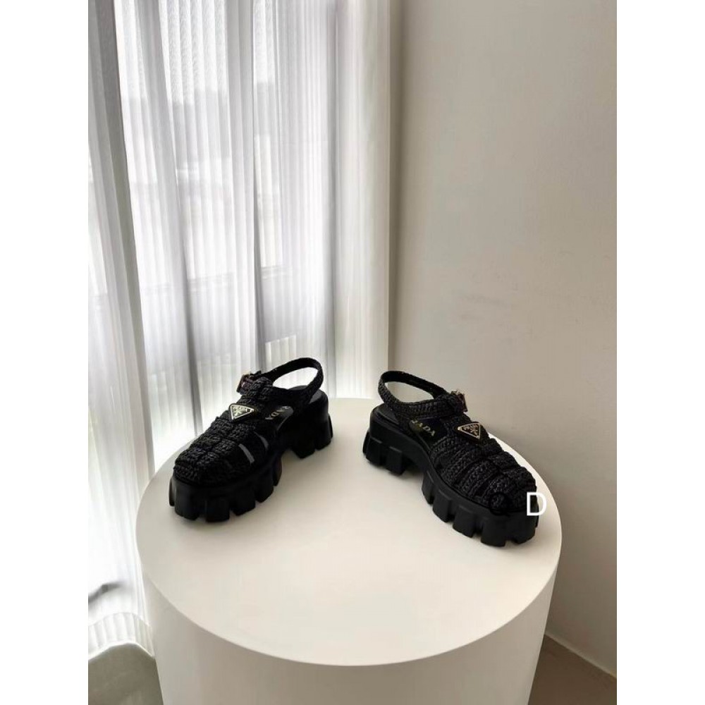 Prada raffia sandals 36-42 black Shoes