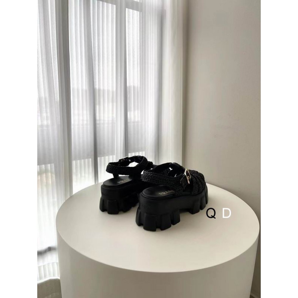 Prada raffia sandals 36-42 black Shoes