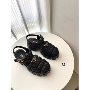 Prada raffia sandals 36-42 black Shoes