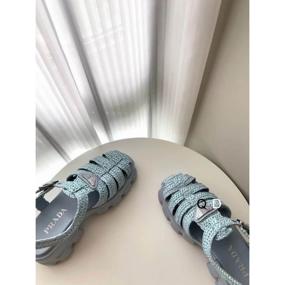 Prada raffia sandals 36-42 blue light Shoes