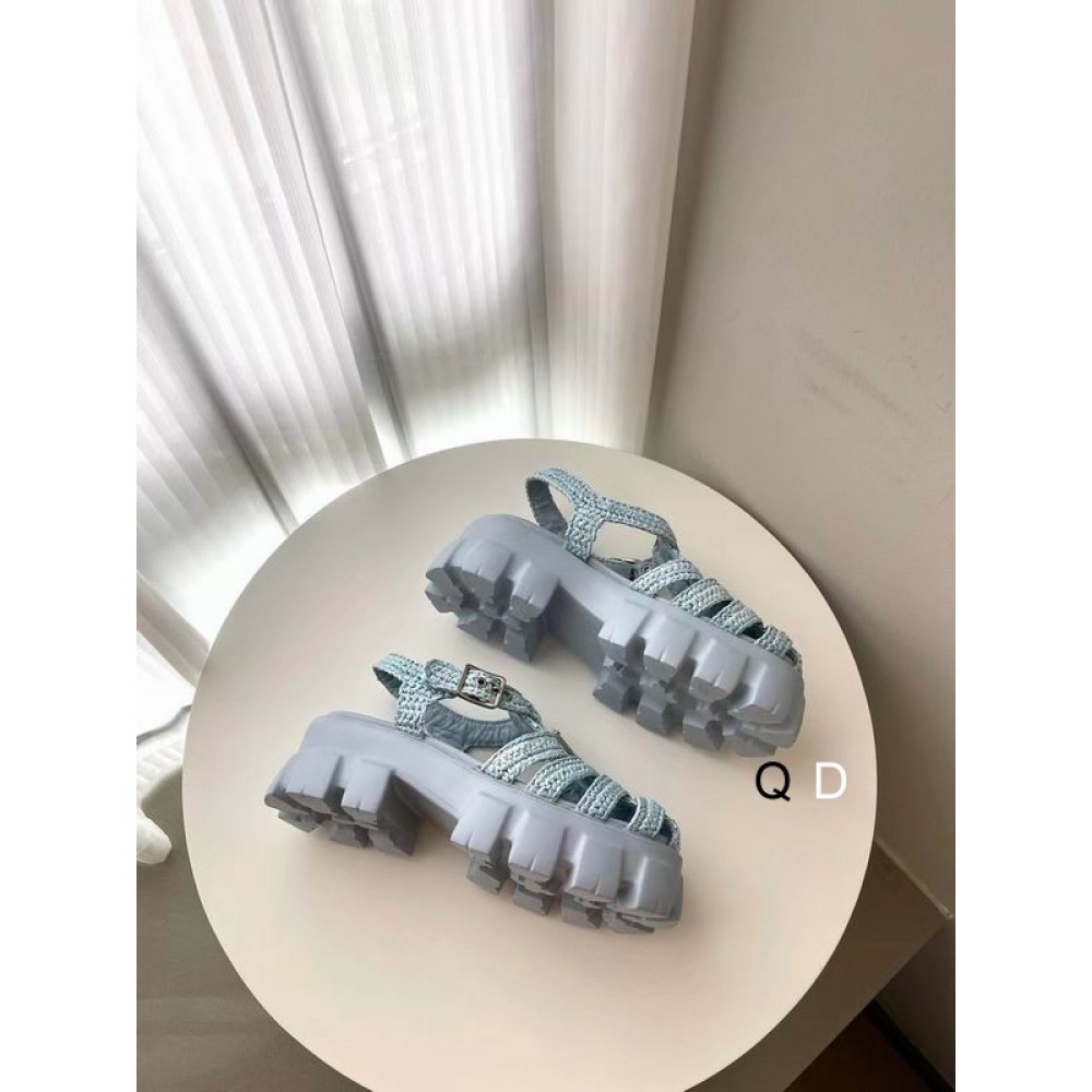 Prada raffia sandals 36-42 blue light Shoes