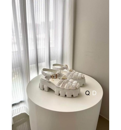 Prada raffia sandals 36-42 white