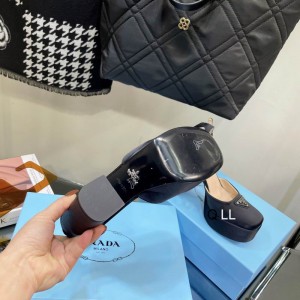 Prada sandals satin high 11cm black 36-42 Shoes