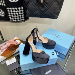 Prada sandals satin high 11cm black 36-42 Shoes