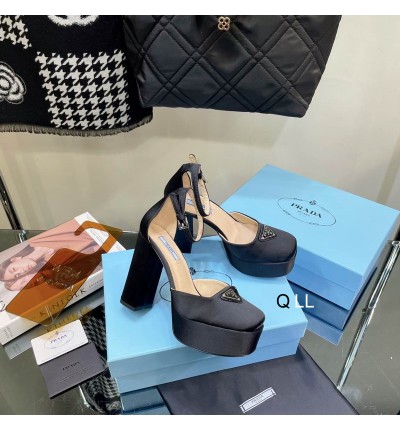 Prada sandals satin high 11cm black 36-42
